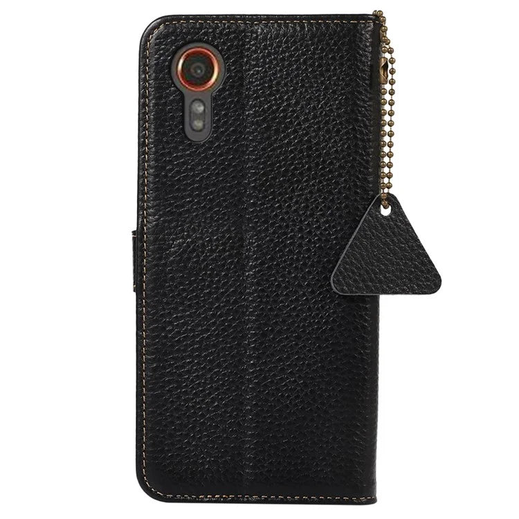 For Samsung Galaxy Xcover 7 RFID Blocking Phone Case Genuine Cow Leather Cover