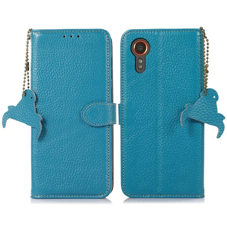For Samsung Galaxy Xcover 7 RFID Blocking Phone Case Genuine Cow Leather Cover