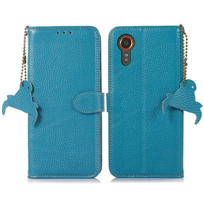 For Samsung Galaxy Xcover 7 RFID Blocking Phone Case Genuine Cow Leather Cover