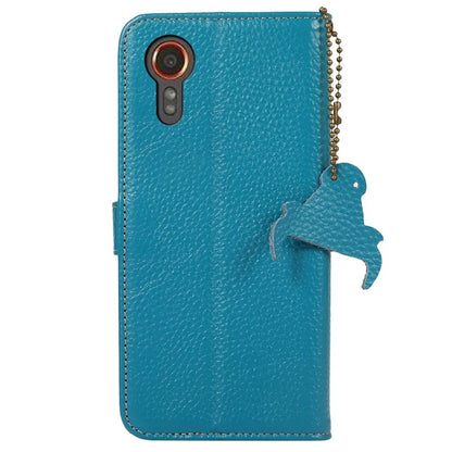 For Samsung Galaxy Xcover 7 RFID Blocking Phone Case Genuine Cow Leather Cover