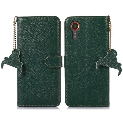 For Samsung Galaxy Xcover 7 RFID Blocking Phone Case Genuine Cow Leather Cover