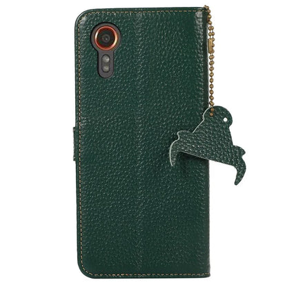 For Samsung Galaxy Xcover 7 RFID Blocking Phone Case Genuine Cow Leather Cover