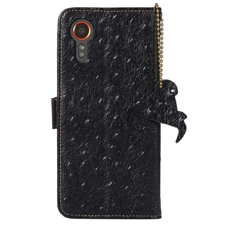 For Samsung Galaxy Xcover 7 Genuine Cow Leather Case RFID Blocking Wallet Cover