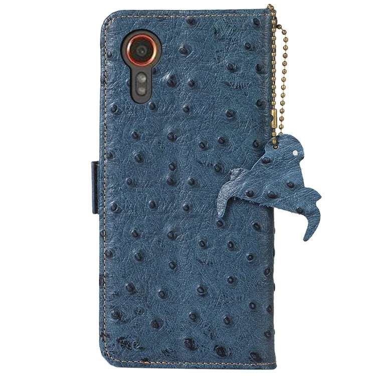 For Samsung Galaxy Xcover 7 Genuine Cow Leather Case RFID Blocking Wallet Cover