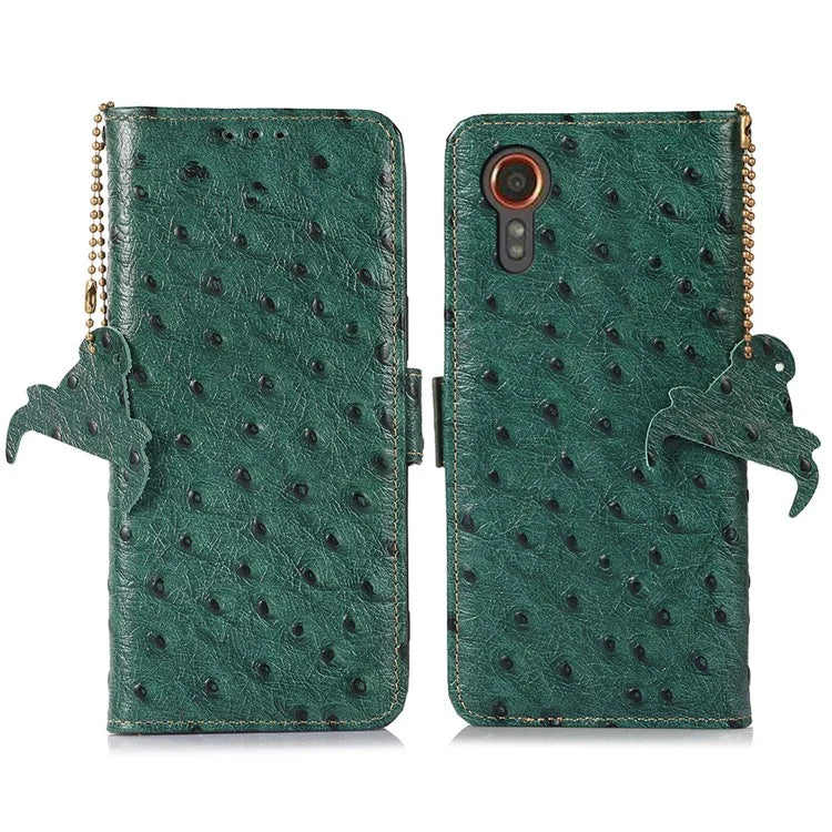 For Samsung Galaxy Xcover 7 Genuine Cow Leather Case RFID Blocking Wallet Cover