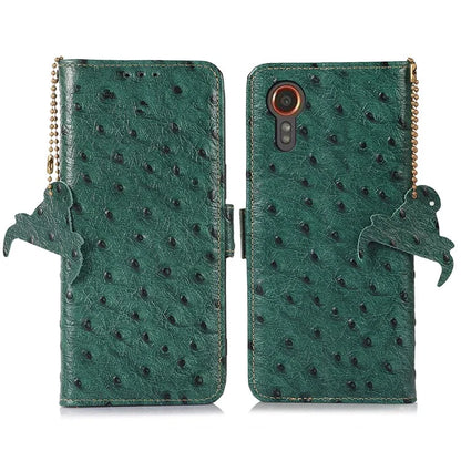 For Samsung Galaxy Xcover 7 Genuine Cow Leather Case RFID Blocking Wallet Cover