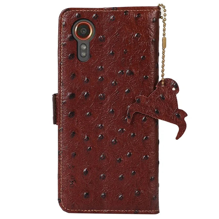 For Samsung Galaxy Xcover 7 Genuine Cow Leather Case RFID Blocking Wallet Cover