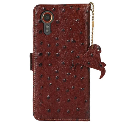 For Samsung Galaxy Xcover 7 Genuine Cow Leather Case RFID Blocking Wallet Cover