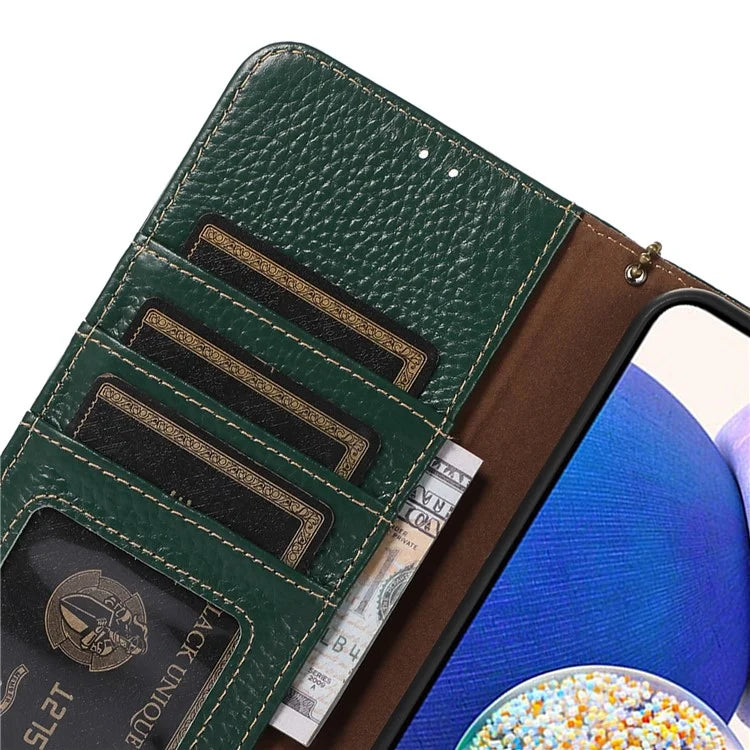 For Xiaomi Redmi Note 13R Pro 5G Genuine Cow Leather Phone Case with Card Slots