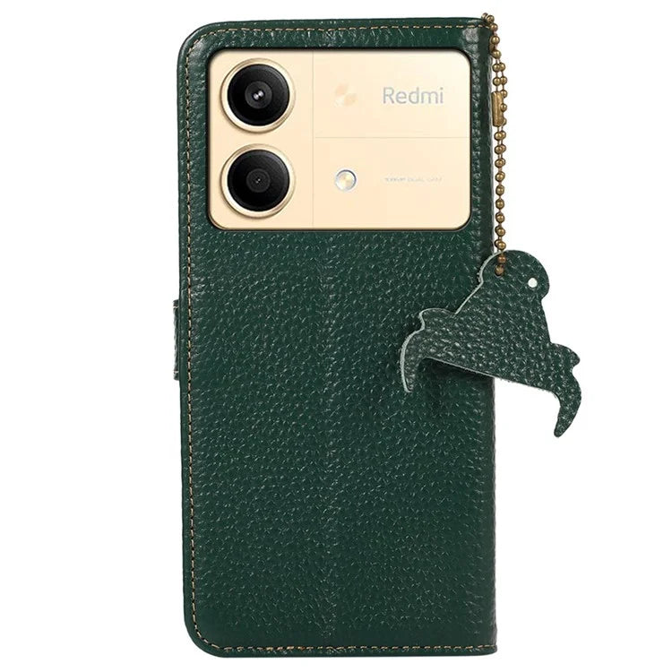 For Xiaomi Redmi Note 13R Pro 5G Genuine Cow Leather Phone Case with Card Slots