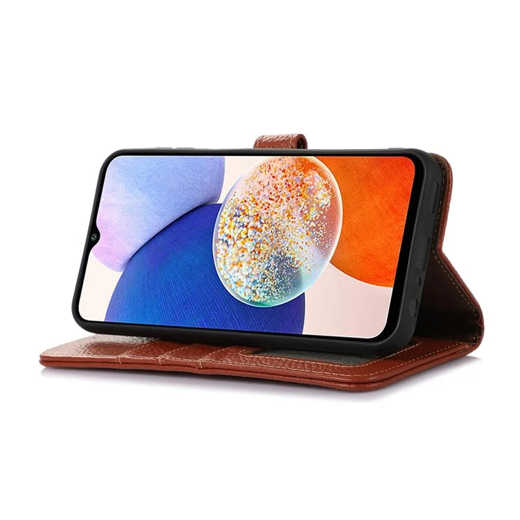 For Xiaomi Redmi Note 13R Pro 5G Genuine Cow Leather Phone Case with Card Slots