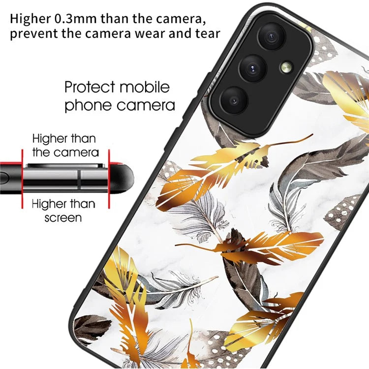 For Samsung Galaxy A55 5G Phone Back Cover Tempered Glass Pattern Design Case