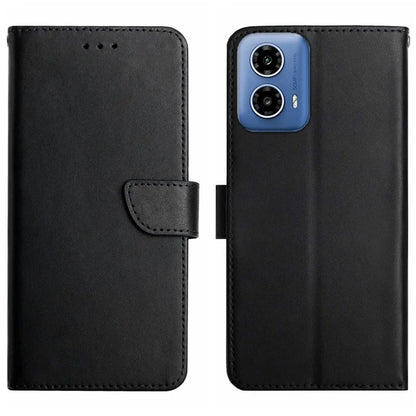 HT02 For Motorola Moto G34 5G Wallet Phone Case Nappa Texture Genuine Cow Leather Cover