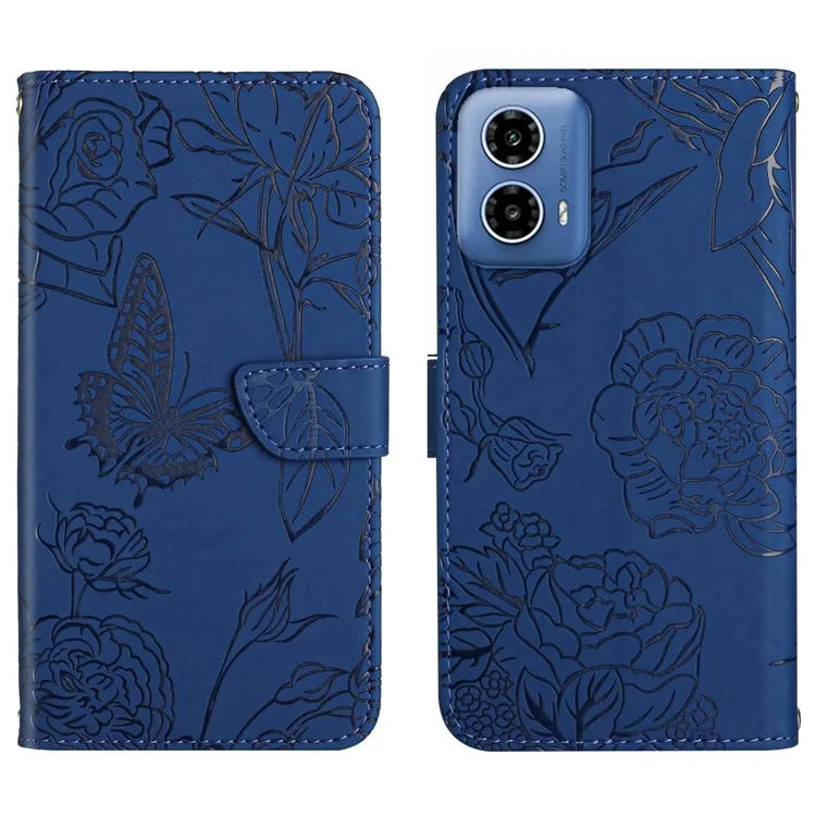HT03 For Motorola Moto G34 5G Crossbody Case PU Leather+TPU Wallet Stand Phone Cover
