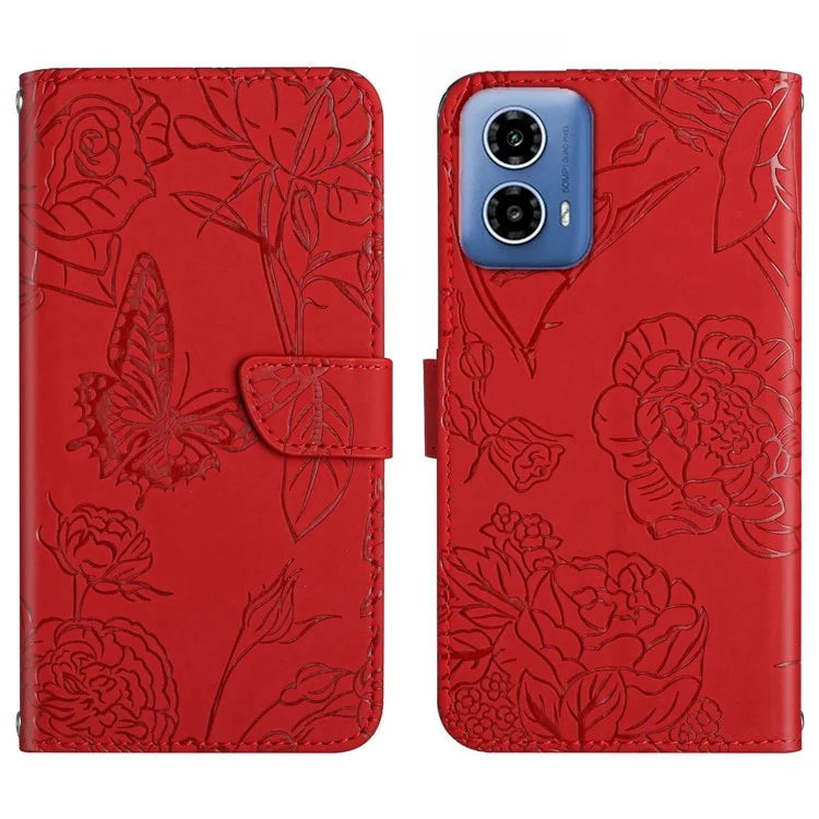 HT03 For Motorola Moto G34 5G Crossbody Case PU Leather+TPU Wallet Stand Phone Cover
