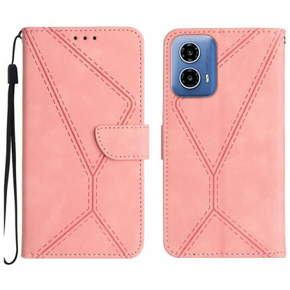 HT05 For Motorola Moto G34 5G Case Skin-touch Leather Imprinted Lines Phone Cover