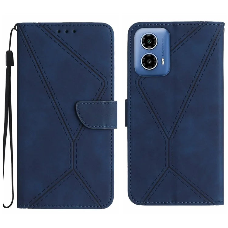 HT05 For Motorola Moto G34 5G Case Skin-touch Leather Imprinted Lines Phone Cover
