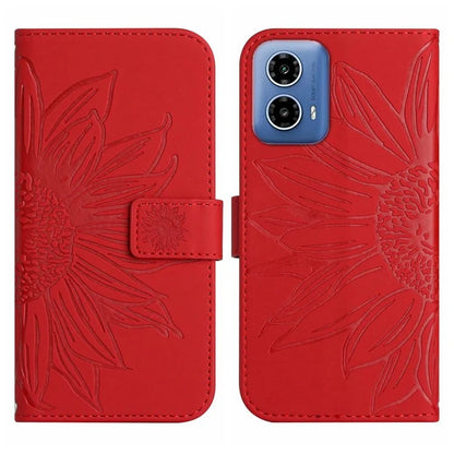 HT04 For Motorola Moto G34 5G Leather Case Sunflower Pattern Phone Cover with Crossbody Strap