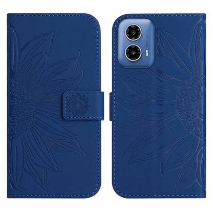 HT04 For Motorola Moto G34 5G Leather Case Sunflower Pattern Phone Cover with Crossbody Strap