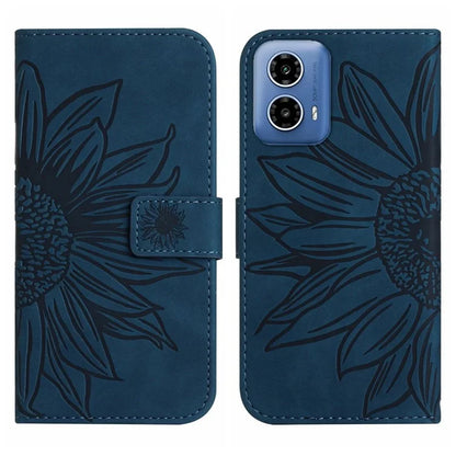 HT04 For Motorola Moto G34 5G Leather Case Sunflower Pattern Phone Cover with Crossbody Strap