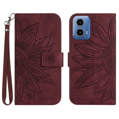 HT04 For Motorola Moto G34 5G Wallet Phone Folio Case Sunflower Pattern Imprinted