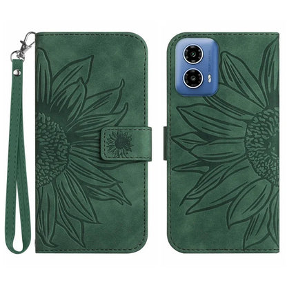 HT04 For Motorola Moto G34 5G Wallet Phone Folio Case Sunflower Pattern Imprinted