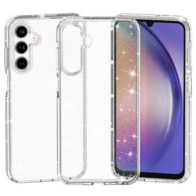 Cell Phone Cover for Samsung Galaxy A55 5G Case PC+TPU Anti-scratch Sparkly Glitter Mobile Shell