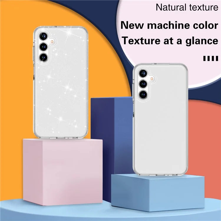 Cell Phone Cover for Samsung Galaxy A55 5G Case PC+TPU Anti-scratch Sparkly Glitter Mobile Shell