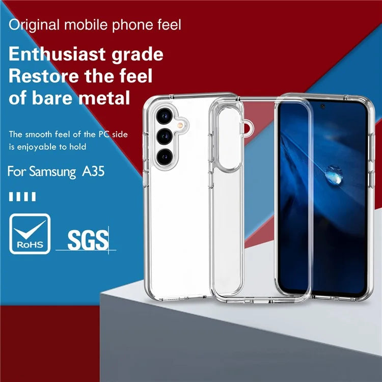 For Samsung Galaxy A35 5G Clear Case Hard PC + Soft TPU Anti-Scratch Phone Cover