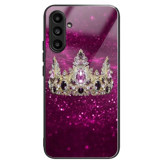 For Samsung Galaxy A14 4G / 5G Pattern Phone Case Tempered Glass Back TPU Bumper Hybrid Cover