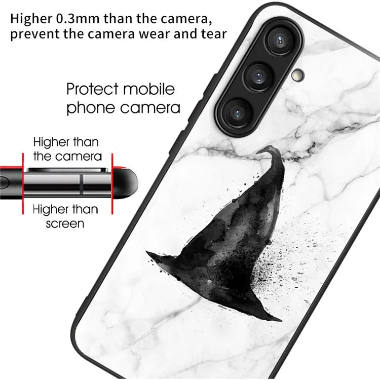 For Samsung Galaxy S24+ Phone Case Tempered Glass+TPU Cover Pattern Printing