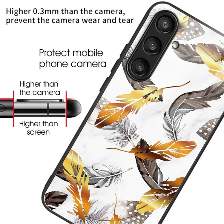For Samsung Galaxy S24+ Phone Case Tempered Glass+TPU Cover Pattern Printing