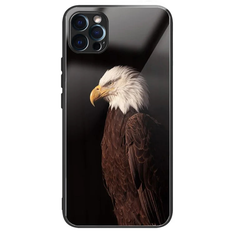 For iPhone 15 Pro Max Tempered Glass+TPU Case Pattern Printed Phone Cover