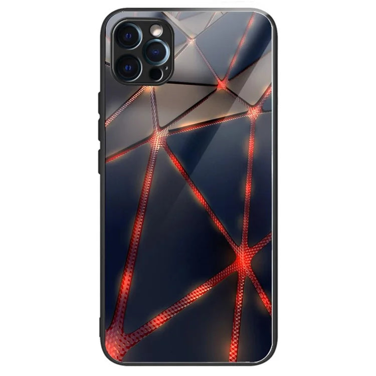 For iPhone 15 Pro Max Tempered Glass+TPU Case Pattern Printed Phone Cover