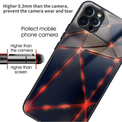 For iPhone 15 Pro Max Tempered Glass+TPU Case Pattern Printed Phone Cover