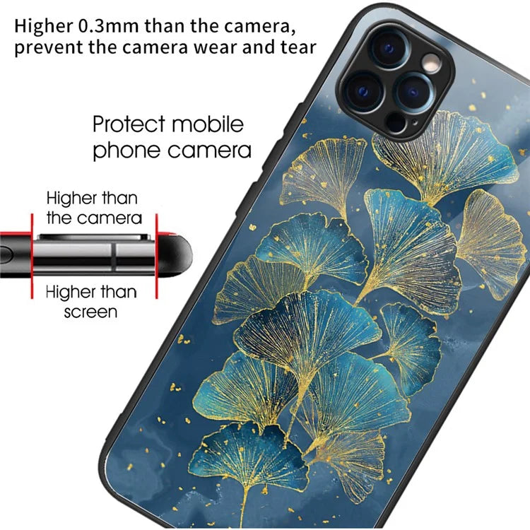 For iPhone 15 Pro Phone Case Pattern Printing Tempered Glass Back Cover