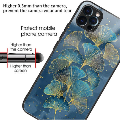For iPhone 15 Pro Phone Case Pattern Printing Tempered Glass Back Cover
