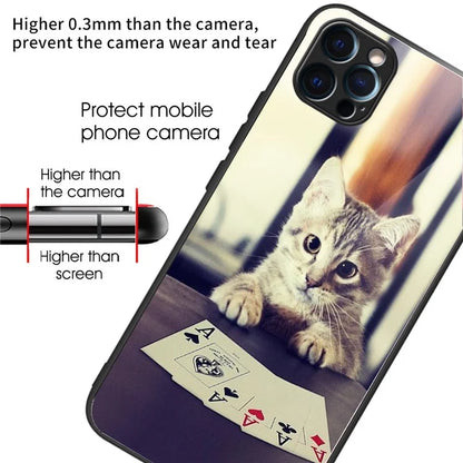 For iPhone 15 Pro Phone Case Pattern Printing Tempered Glass Back Cover