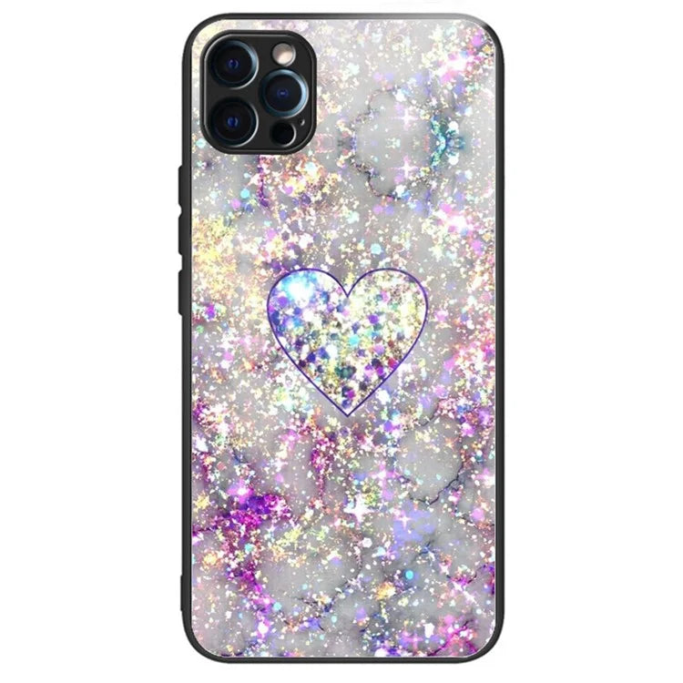 For iPhone 15 Pro Phone Case Pattern Printing Tempered Glass Back Cover