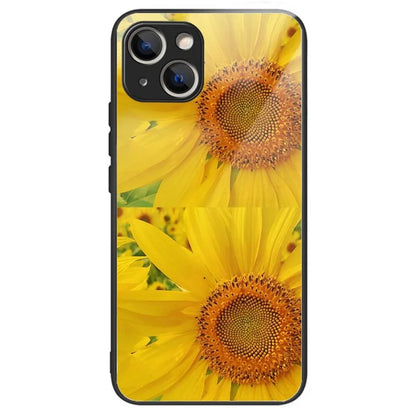 For iPhone 15 Tempered Glass Case Pattern Printing Phone Cover Drop-proof