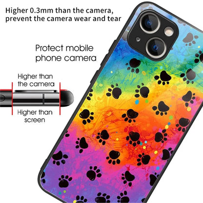 For iPhone 15 Tempered Glass Case Pattern Printing Phone Cover Drop-proof