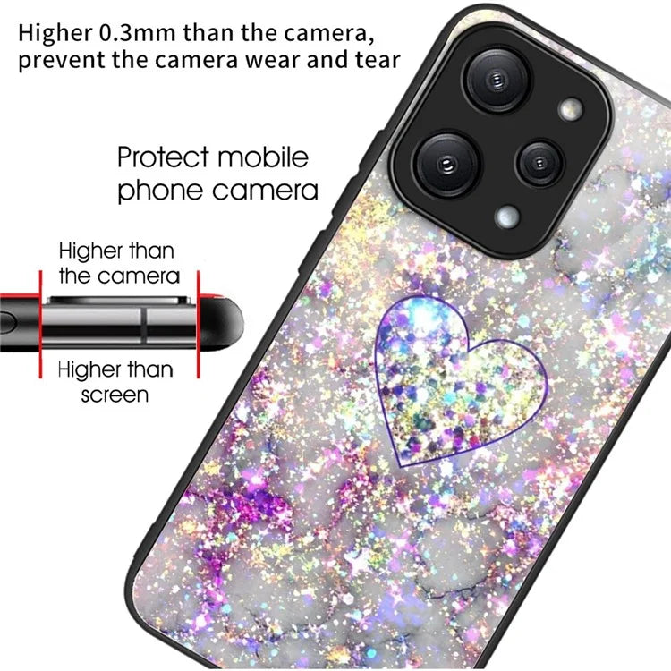 For Xiaomi Redmi 12 5G (Global) / Poco M6 Pro 5G Phone Case TPU Frame Tempered Glass Back Cover