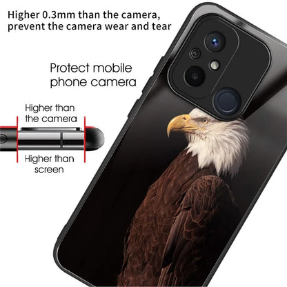 For Xiaomi Redmi 12C 4G Tempered Glass Case Pattern Printing Shockproof Phone Cover