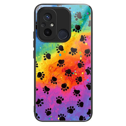 For Xiaomi Redmi 12C 4G Tempered Glass Case Pattern Printing Shockproof Phone Cover