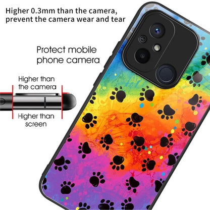 For Xiaomi Redmi 12C 4G Tempered Glass Case Pattern Printing Shockproof Phone Cover