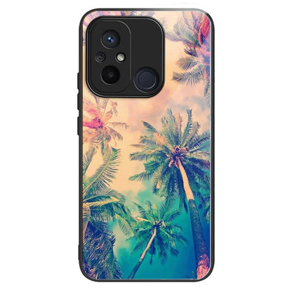 For Xiaomi Redmi 12C 4G Tempered Glass Case Pattern Printing Shockproof Phone Cover