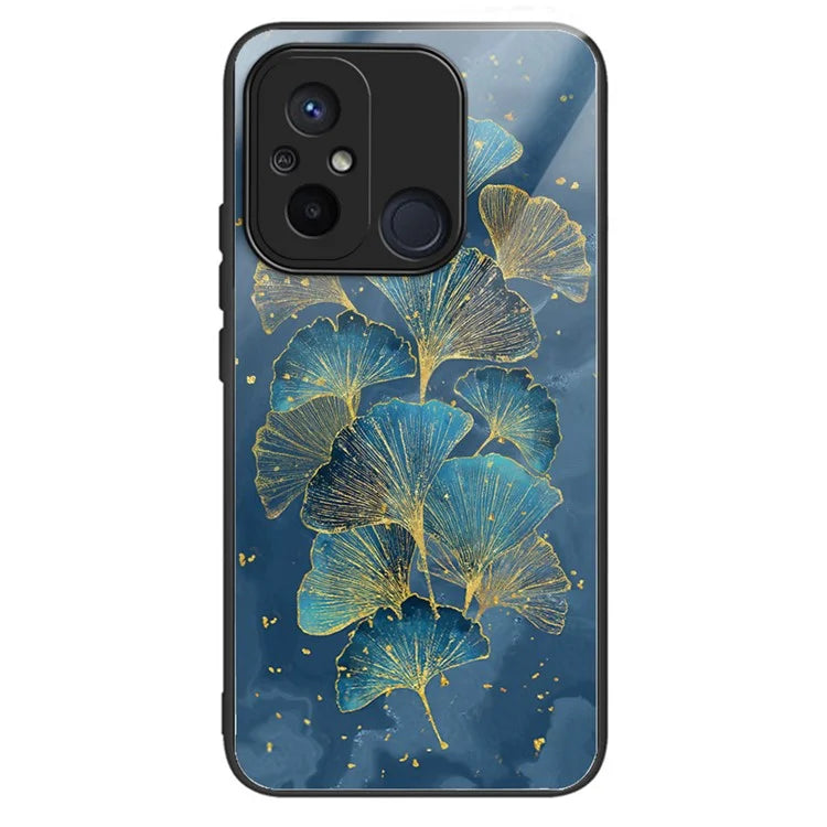 For Xiaomi Redmi 12C 4G Tempered Glass Case Pattern Printing Shockproof Phone Cover