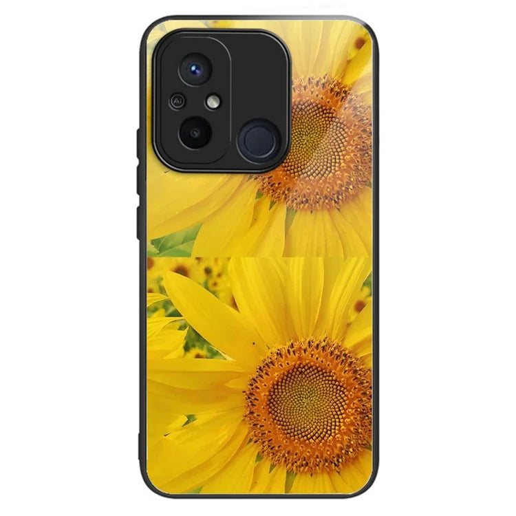 For Xiaomi Redmi 12C 4G Tempered Glass Case Pattern Printing Shockproof Phone Cover