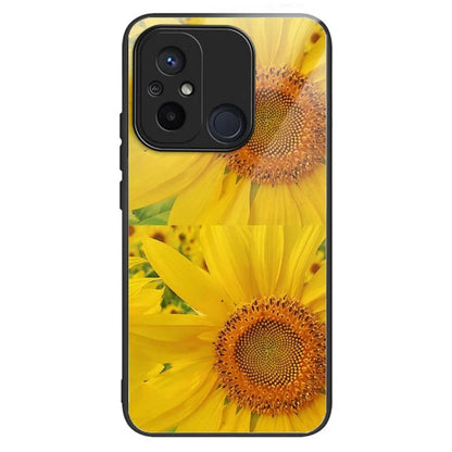 For Xiaomi Redmi 12C 4G Tempered Glass Case Pattern Printing Shockproof Phone Cover