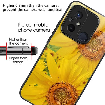 For Xiaomi Redmi 12C 4G Tempered Glass Case Pattern Printing Shockproof Phone Cover